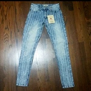 NEW LIGHT WASHED high waist Jeans Vintage denim blue striped jeans selvage